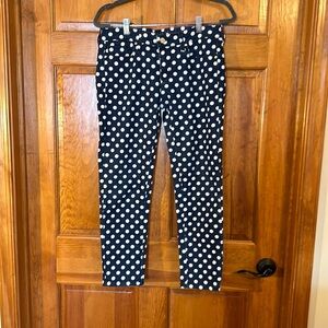 Kate Spade Navy/White Broome Street Skinny Polka Dot Crop Pants Size 28-EUC